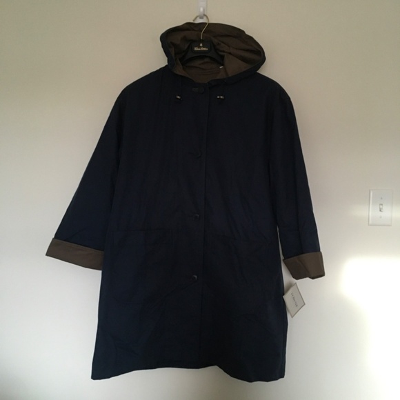 NWT Towne by London Fog Navy Blue Trench Coat, Coat Removable Liner Womens Sz L - Picture 4 of 16